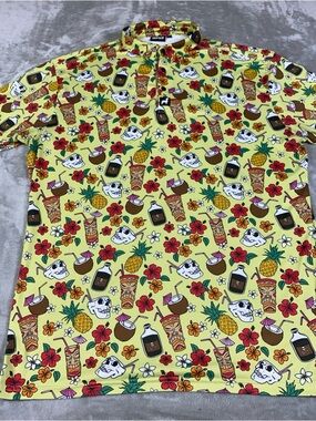 Lofty Llama Mens XL Hawaiian Theme Multicolor Stretch Performance Golf Polo